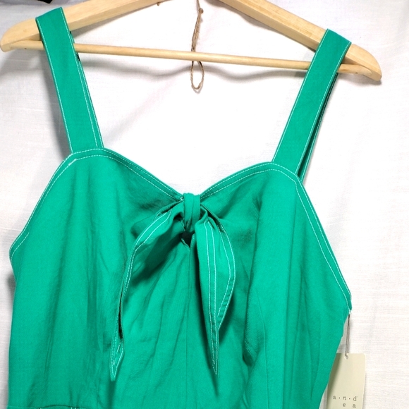 A New Day Green Sleeveless Sailor Bow A-Line Midi Dress - Picture 8 of 16
